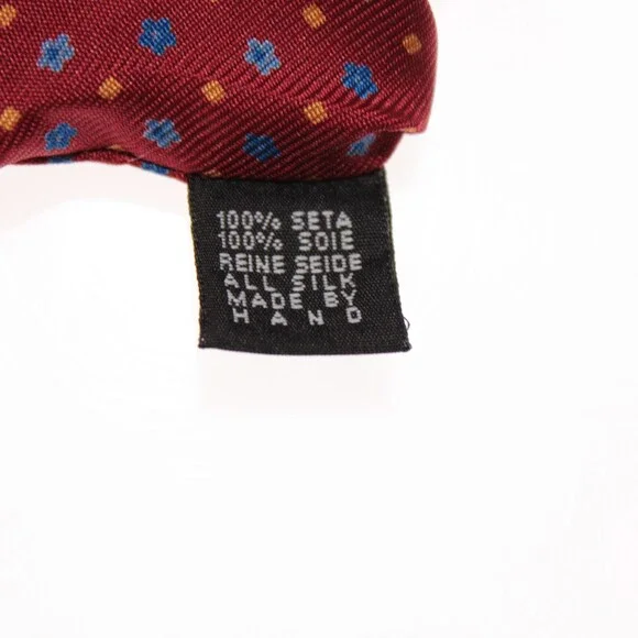 Drake's NWT Neck Tie in Red w/ Blue & Yellow Floral / Square Pattern 100% Silk